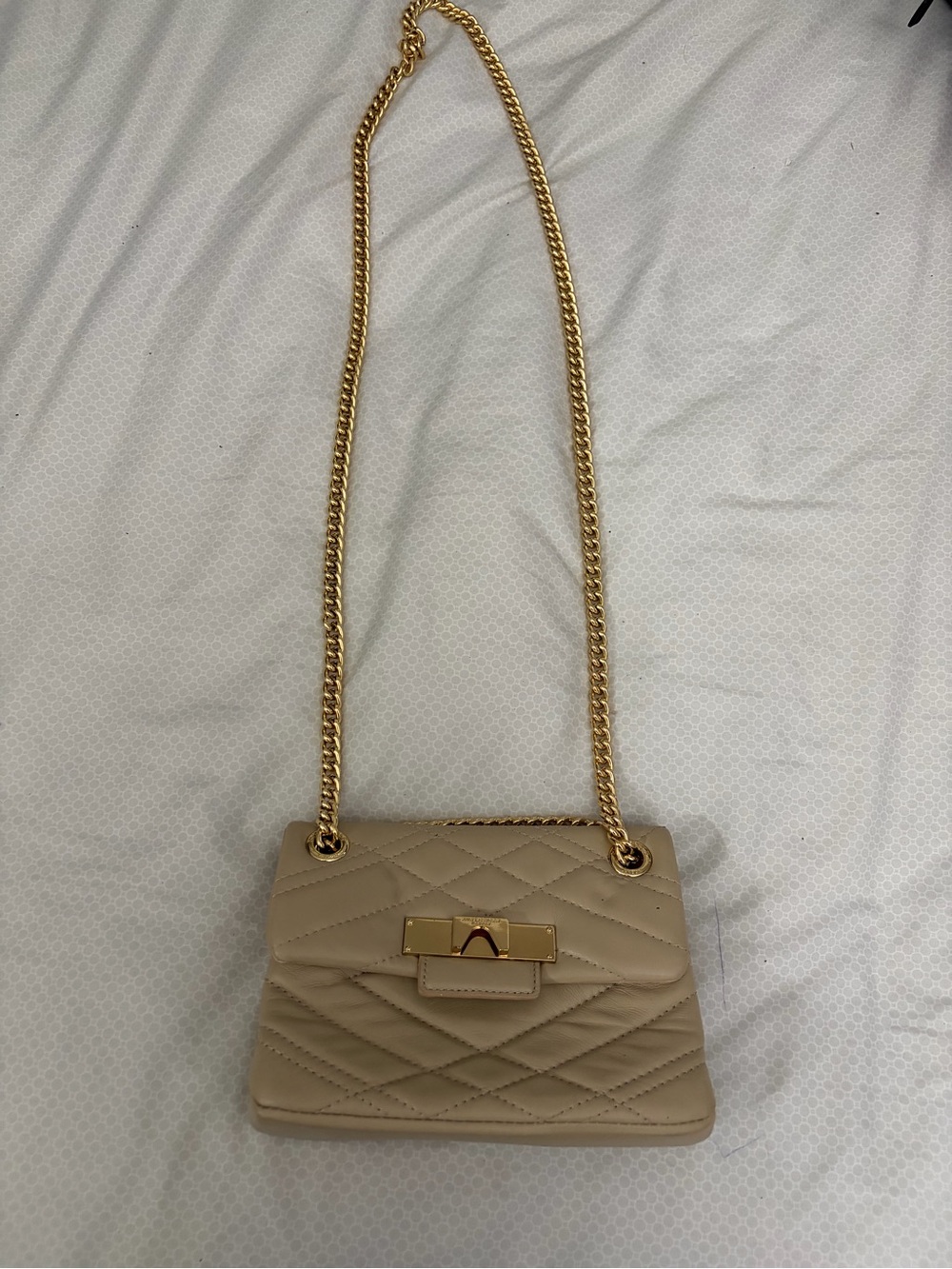 Kurt Geiger Beige Quilted Chain-Handle Shoulder Bag